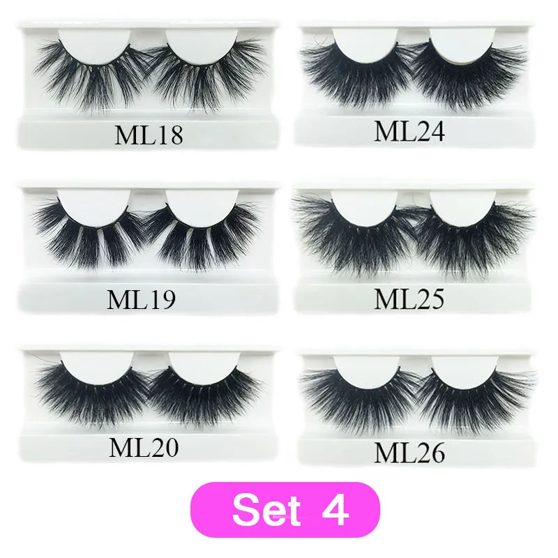Set4 30 pairs Mink Eyelashes Bulk 25mm Dramatic Long 3D Mink Lashes Moonlass Makeup Luxury 25mm Lashes Wholesale False Eyelash - Цвет: Set4