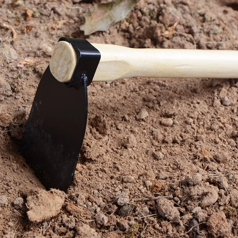 35cm Indispensable Garden Hoes Dual Headed Weeding Tool Portable Garden Hand Tool with Wooden Handle Hoe Garden Tools JOO 3