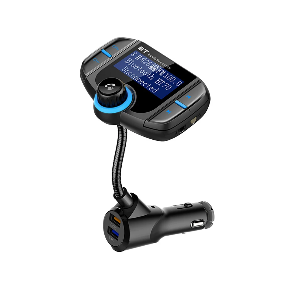 Автомобильный FM передатчик с экраном 1 7 дюйма улучшенный Bluetooth BT70 Quick charge 3 0