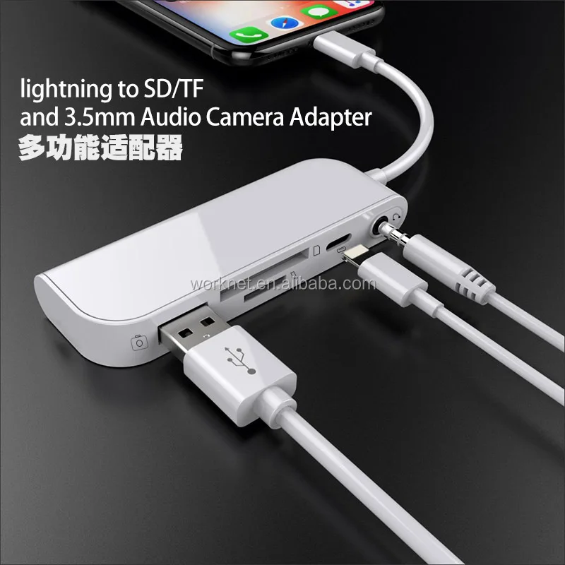 Адаптер Lightning для SD TF многокардридер для Iphone X XR XS MAX PLUS 3,5 мм аудио USB для камеры все в 1 конвертер