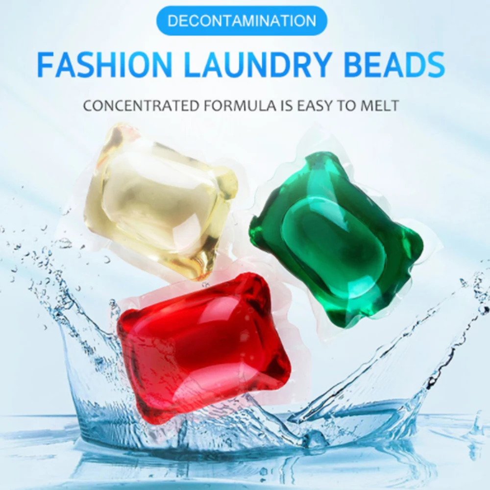 50pcs Laundry Ball Beads Portable Laundry Gel Stains Film Bead Ball Capsules Travel Washing Liquid Pod Cleaner Cleaning Supplies
