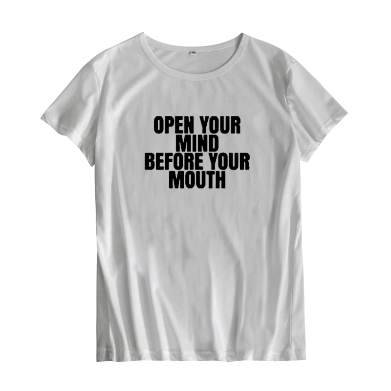 Откройте свой ум перед ртом футболка со слоганом забавная саркастическая
