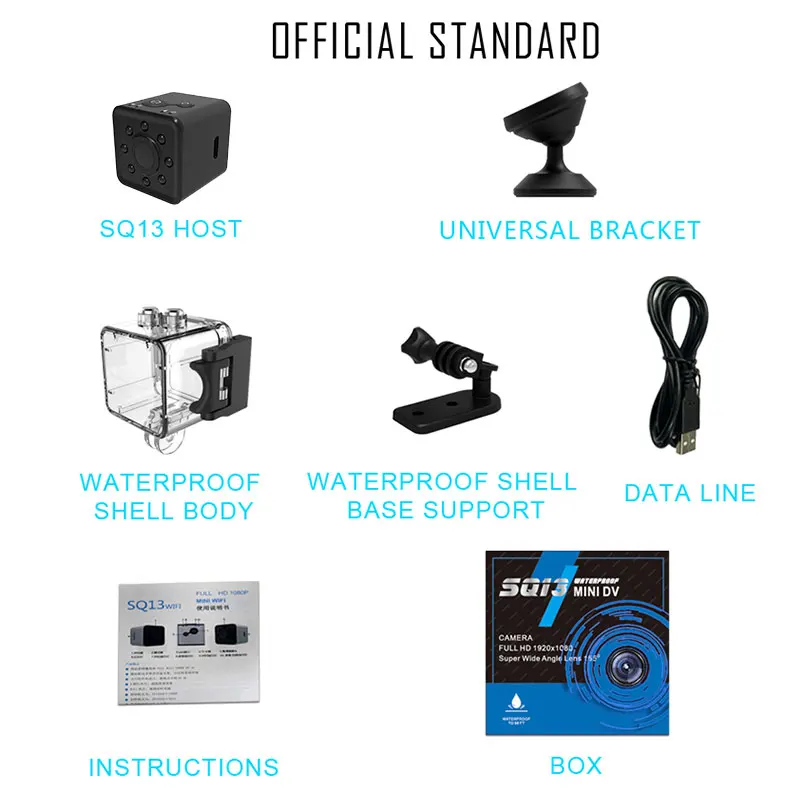 SQ13-Black Оригинальная Wi-Fi камера SQ13 SQ23 мини камера SQ12 SQ11 HD 1080P 480P ночное видение видео рекордер Микро камера Поддержка Скрытая TF карта - Цвет: SQ13-Black