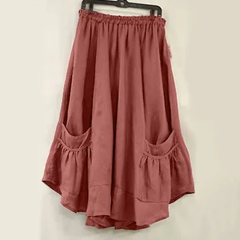 

Women High Waist Flared Pleated Long skirt Skater Skirt Pocket Loose Skirts High Waist Elascity Casual Party Skirt 8.23