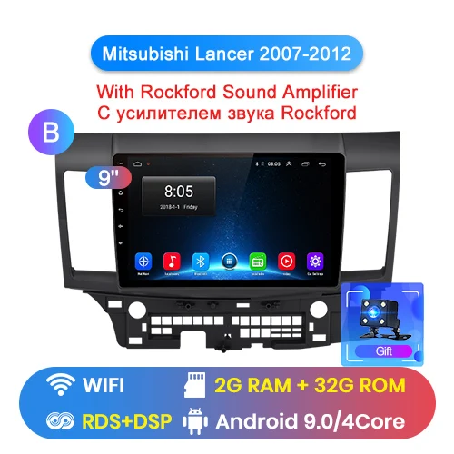 Junsun 4G+ 64G Android 9,0 для Mitsubishi Lancer 9 10 2007-2012 Авто 2 din Радио стерео плеер Bluetooth gps Нет 2din dvd - Цвет: WIFI 2-32GB-B