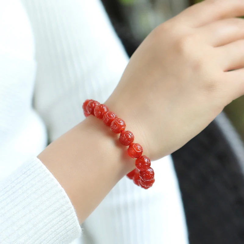 Прямая поставка JoursNeige красный натуральный кристалл браслеты возврат шаблон бусины браслеты для женщин мужчин подарок Счастливый Кристалл ювелирные изделия