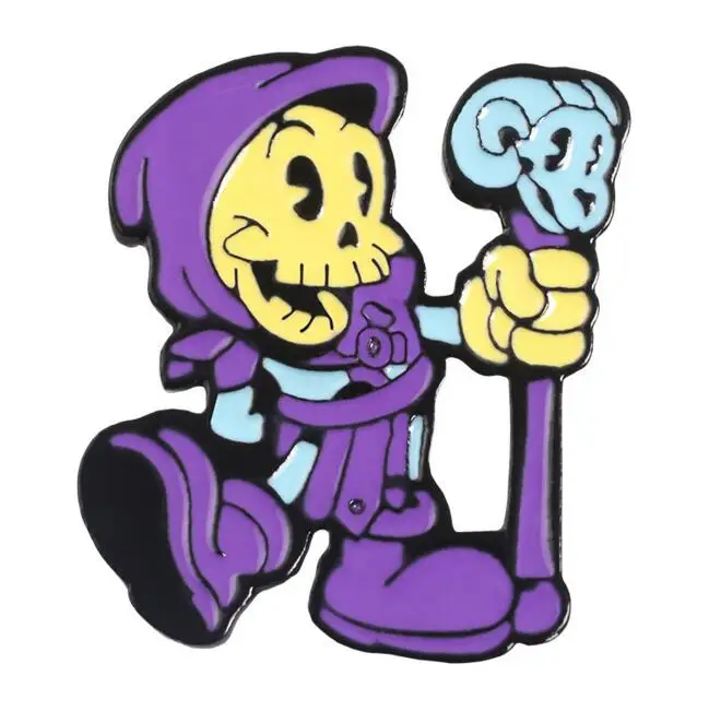 9 стилей Skeletor фиолетовый капюшон эмалированная булавка мастера Вселенной значок брошь сумка Одежда лацкан булавка классический мультфильм ювелирные изделия - Окраска металла: C