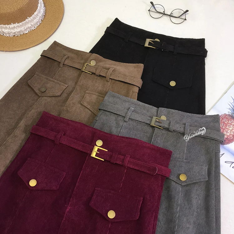 Women Burgundy Skirt A-line with Waist Belt Decoration Black Gothic Mini Skirts Mujer