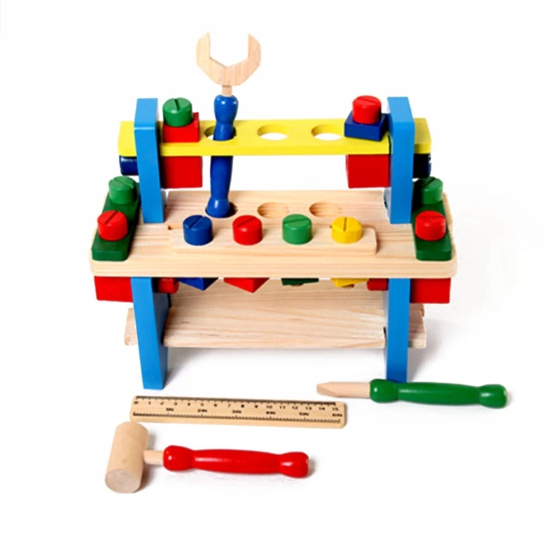 

Wooden Construction Engineering Blocks Set Puzzles STEM Toys Screw Driver Tool