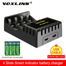 VOXLINK 4 ranura inteligente indicador del cargador de batería con el corto circuito protección para 4X AAA/AA de Litio-ion batería de NICD recargable