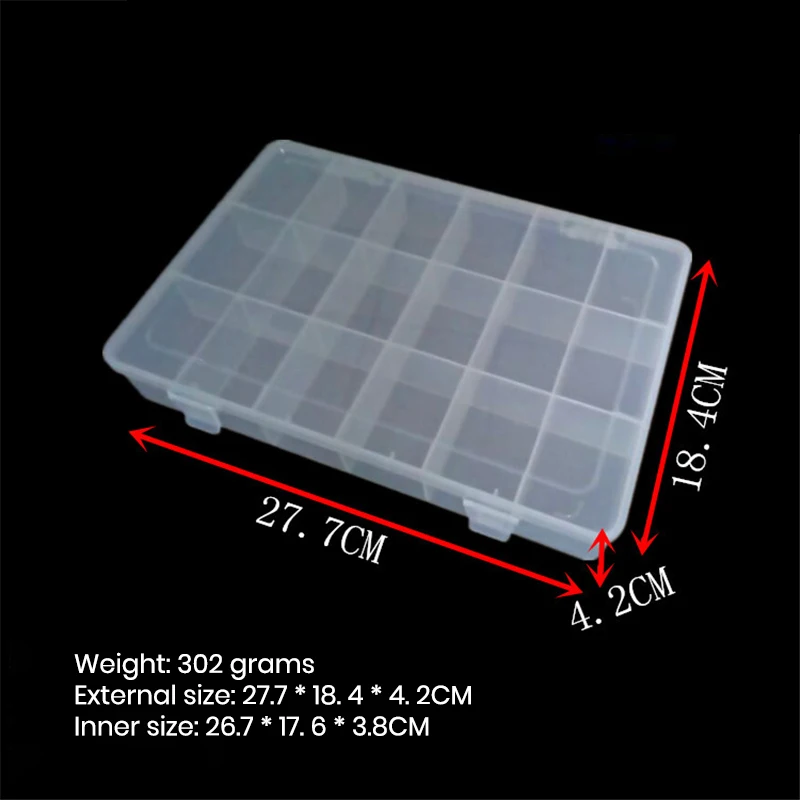 

Life Essential 18 compartment storage box, practical adjustable plastic box for bead ring, jewelry display storage box