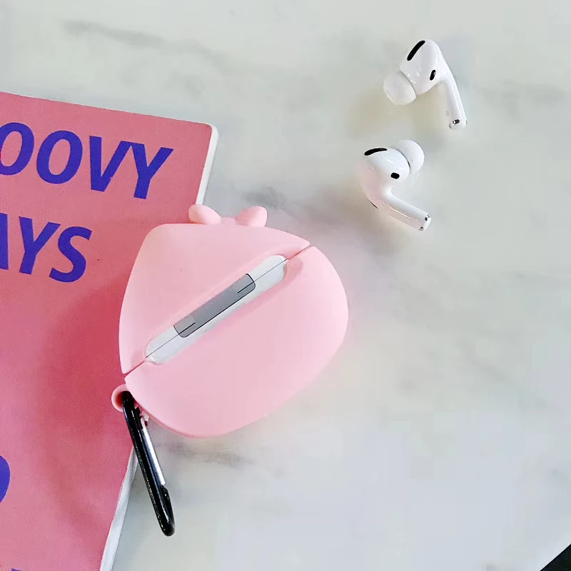 3D забавные милые клыки персик чехол для наушников для Airpods Pro Чехол мультфильм коробка гарнитура сумка Противоударный брелок