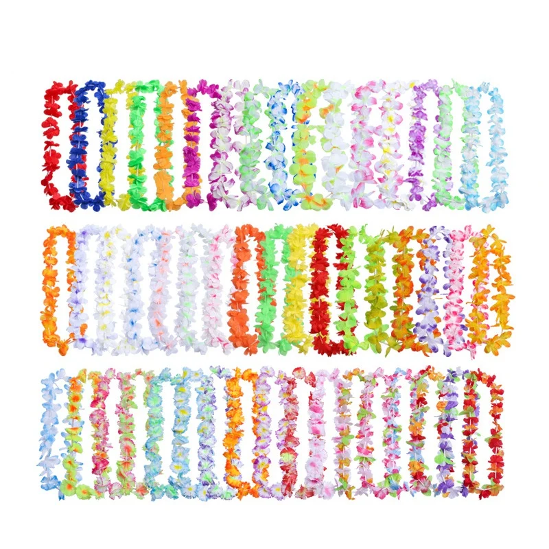 Hot Hawaiian Party Decorations, Tropical Hawaii Ruffle Flower Wreaths Necklaces Hair Clip for Holiday, Wedding, Beach Party, Bir