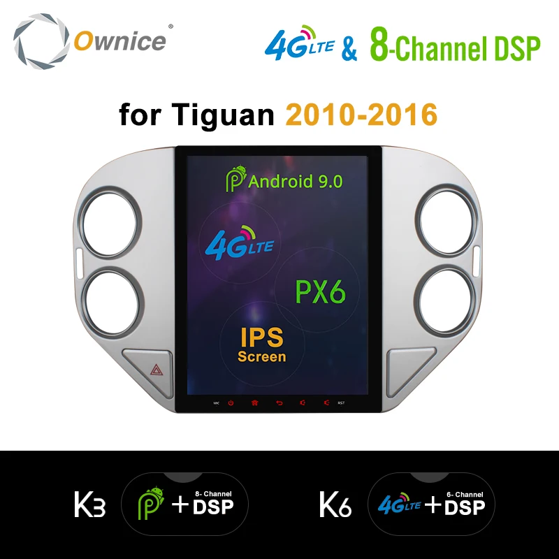 Ownice Tesla style 8Core Android 10 IPS 9.7&quot Auto Car Multimedia Player Radio DVD PX6 4G DSP For VW Tiguan 2010 - 2016 | Автомобили и