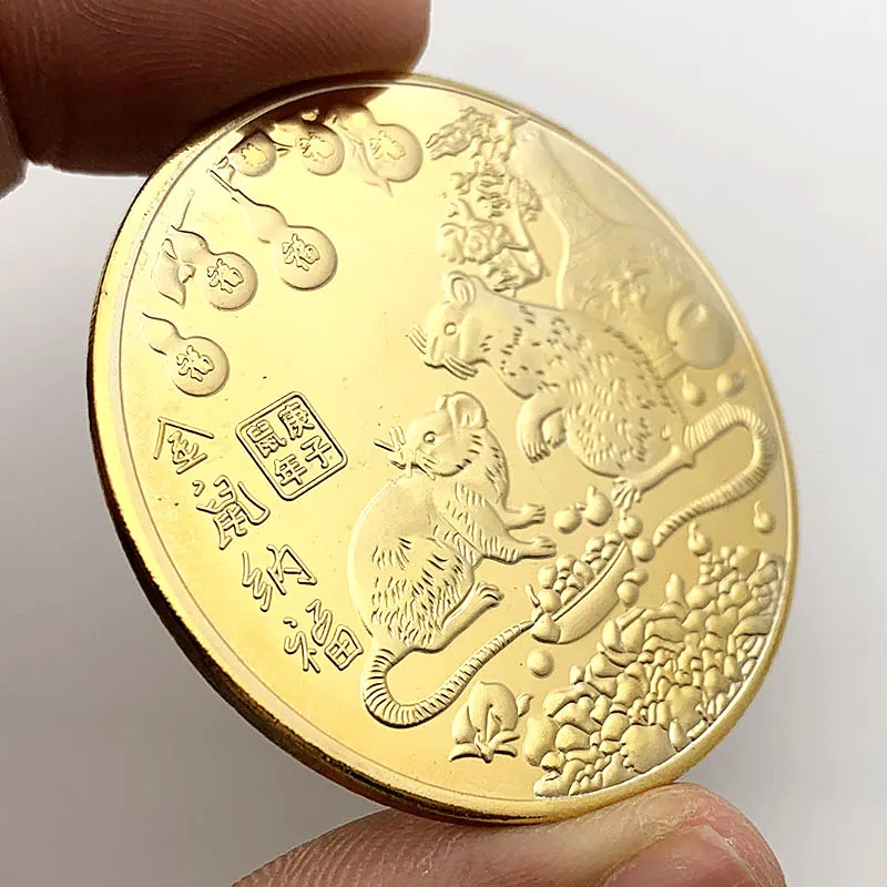 Год крысы памятная монета Китайский Зодиак сувенир не-монеты иностранных валют лунный календарь коллекция Искусство ремесло подарок