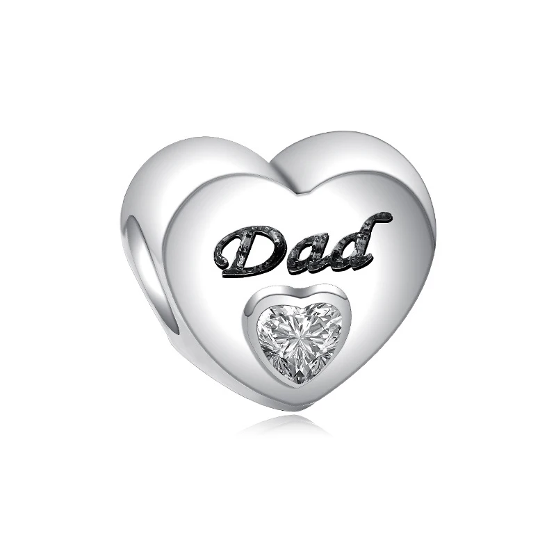 Dad Love Новинка, сплав, бисерная подвеска в виде сердца для семьи, мамы, папы, любви, подходит для Пандоры, браслет, ожерелье, сделай сам, Женские Ювелирные изделия - Цвет: Dad Love