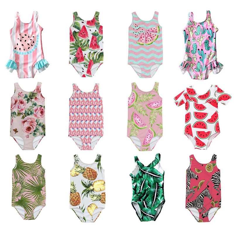 Kids Girl Swimsuit One-Piece Children Swimwear Watermelon Little Girl 2020 Summer Swimming Suit Ruffle Child Girl sea Clothes