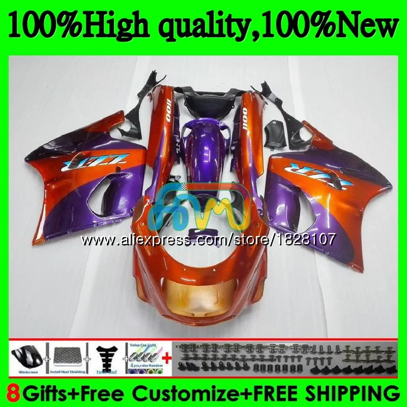 ZX-11 для KAWASAKI ZX11 ZX-11R ZZR 1100 ZX 11R 8BS. 23 ZZR1100 ZX11R 93 94 95 96 97 1993 1994 1995 1996 1997 обтекатель горячий оранжевый