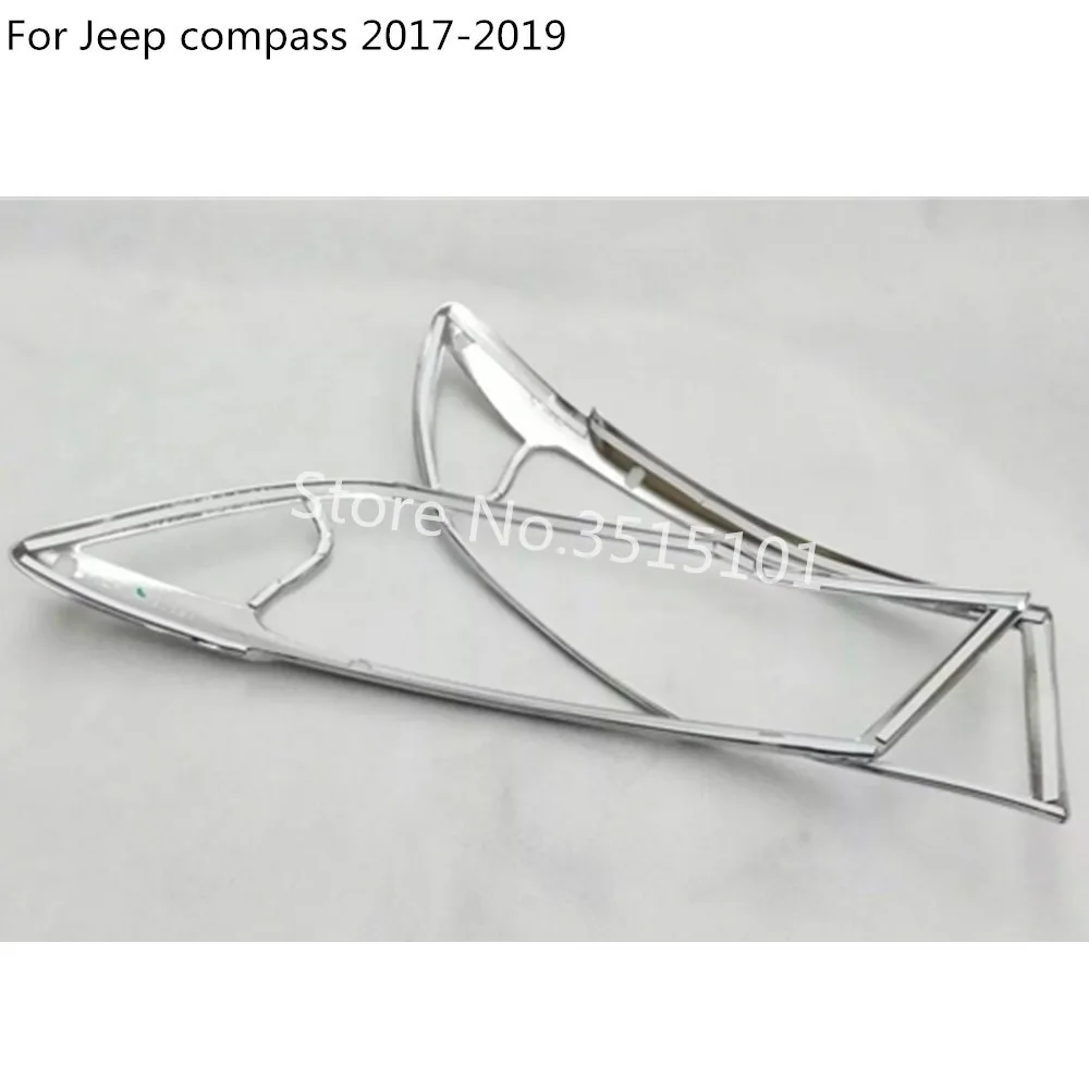 Для Jeep Compass автомобильный корпус Стайлинг Передняя голова свет накладки на фары формовочная рамка наклейка ABS Хромированная Накладка для автомобиля 2шт