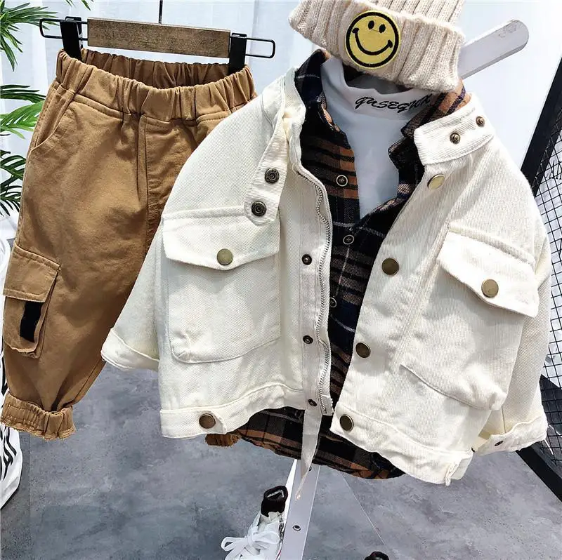 Розничная продажа 4 предмета Детский костюм для мальчиков рубашка брюки куртка