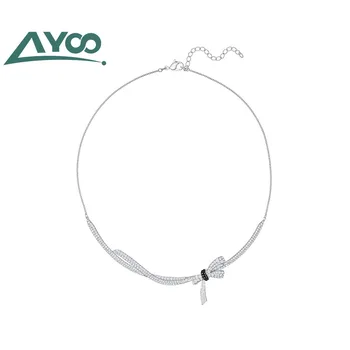 

AYoo High Quality SWA New Beautiful Fashion Mademoiselle Bow Black Gradient Crystal Necklace