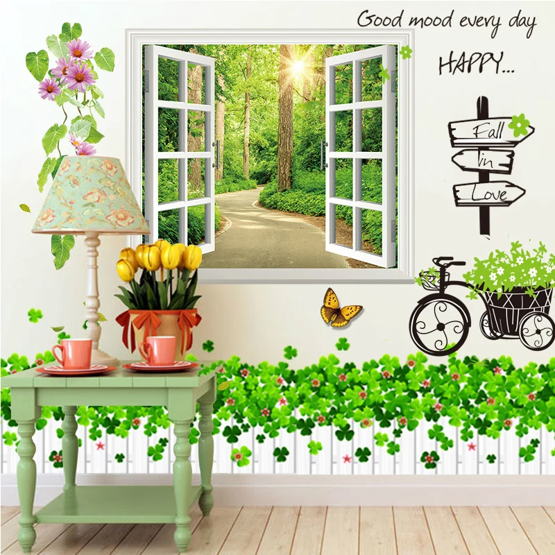 Домашний декор зеленое растение животное дети Декор стены Бумага наклейки для