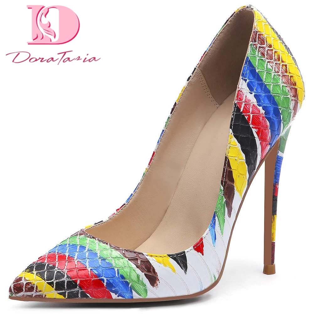 

Doratasia Plus Size 33-45 Mix Color Super Thin High Heels Party Wedding Pumps Woman Shoes Slip On Pointed Toe Shoes Women Pumps