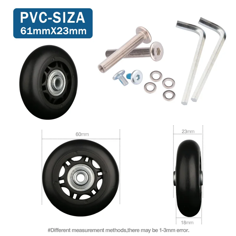 PVC-61-23 Замена багажная, для багажа, аксессуары для колес Ремонт багажных сумок одно колесо раздвижной усилий немой 60*23 ПВХ один черный колеса - Цвет: PVC-61-23