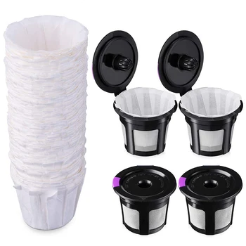 

Reusable K Cups with Paper Filters Set, Including 4 Pack K Cups and 100 Pcs Coffee Filters for Keurig 1.0 and 2.0