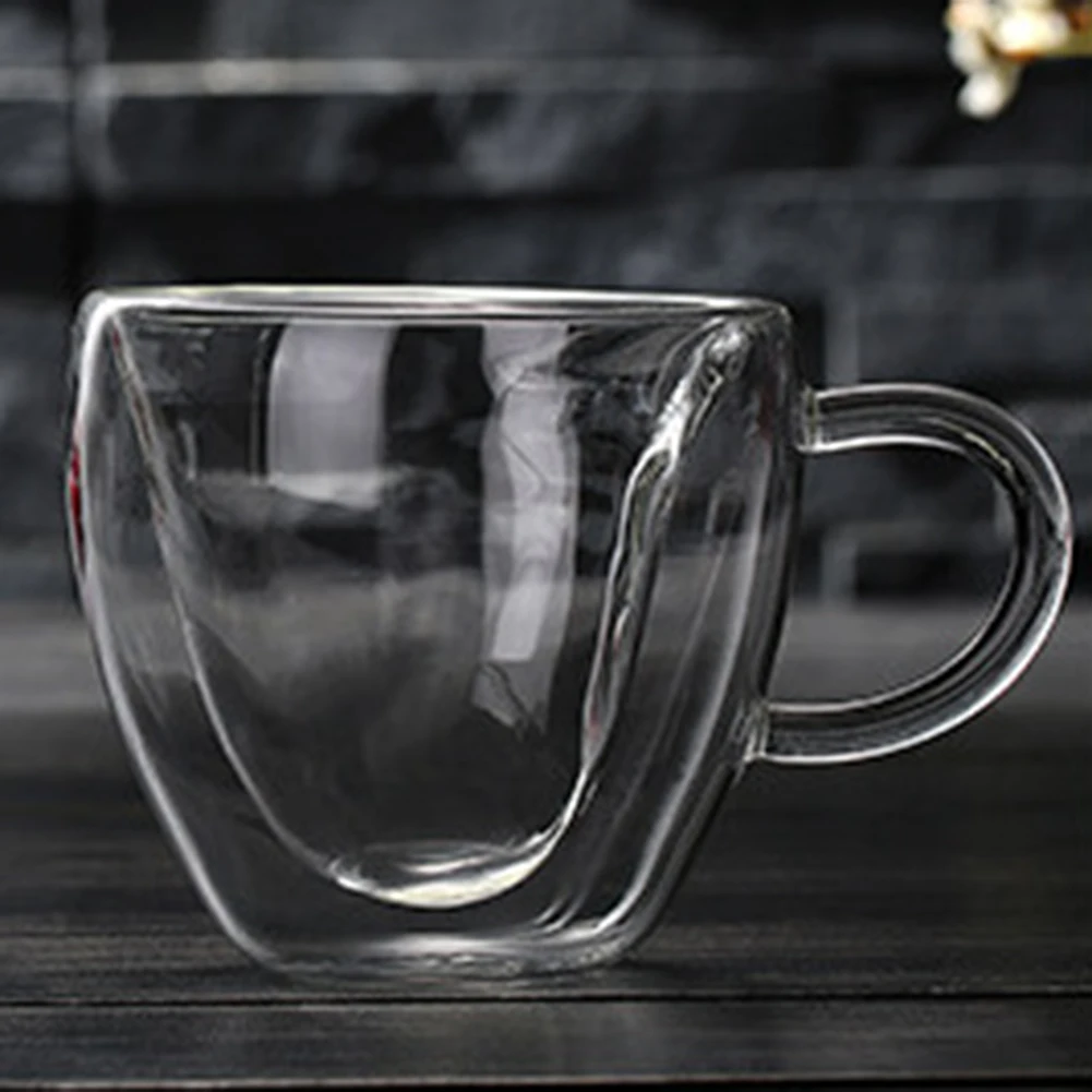 180/240 мл стеклянная чашка с двойными стенками в форме сердца для кофе, чая, термостойкие стеклянные чашки с изоляцией для питейная посуда кружки