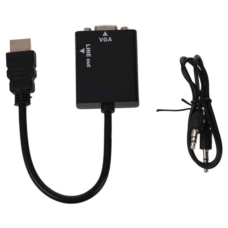 1080P HDMI Мужской к VGA Женский Кабель видео конвертер адаптер HD Конверсионный кабель с аудио выходом