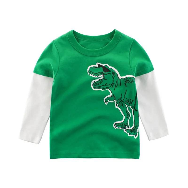 Одежда для детей; футболки с принтом для девочек и мальчиков; хлопковая Детская рубашка с динозаврами; топы для малышей; одежда с длинными рукавами с героями мультфильмов - Цвет: 3323A