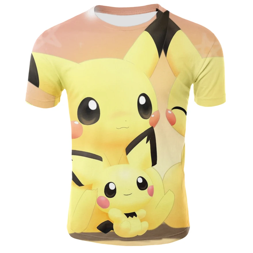 2020 футболка с покемоном Пикачу футболки 3D принтом летние коротким рукавом harajuku