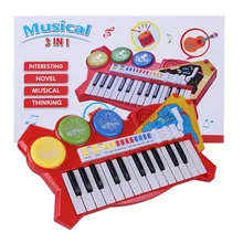 3 в 1 детский Джазовый барабанный гитарный звуковой эффект электронная клавиатура Playset развивающая музыкальная игрушка подарок для ребенка-разноцветный