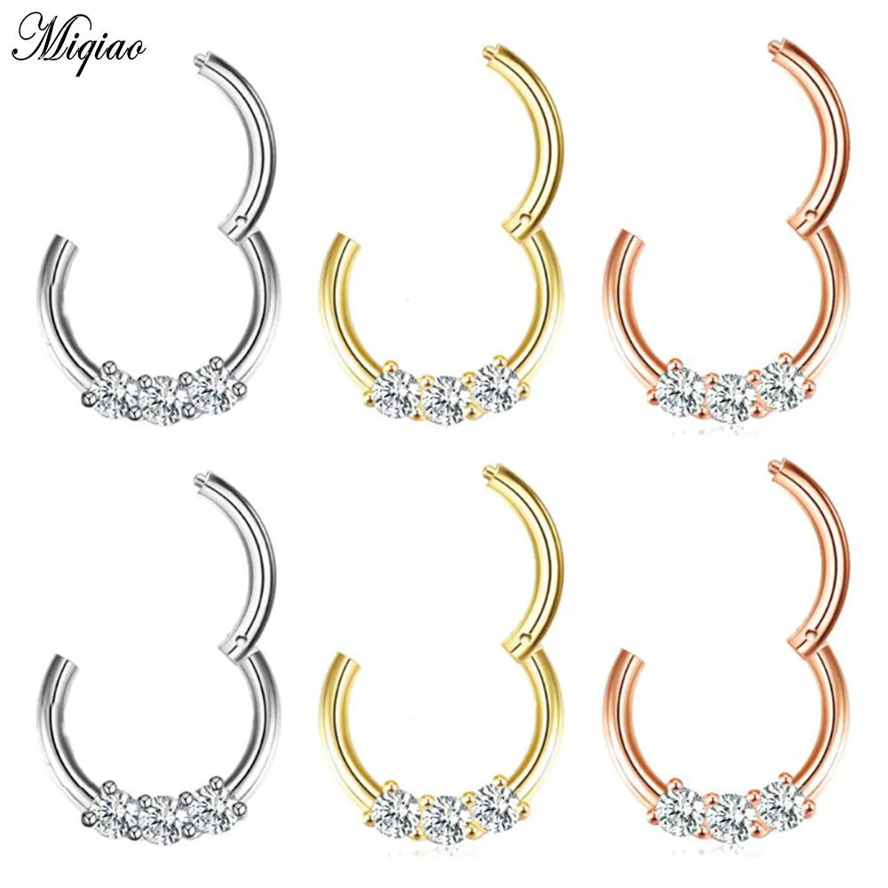 

Miqiao 2 Pcs European and American Trend Body Piercing Jewelry Stainless Steel Nose Ring Men and Women