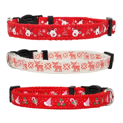 3pcs Ошейник для кошек, лось, дерево, нейлон, Рождественский Регулируемый ошейник для собак, щенков, колье с колокольчиками для собак, кошек, мягких домашних животных - Цвет: 3pcs