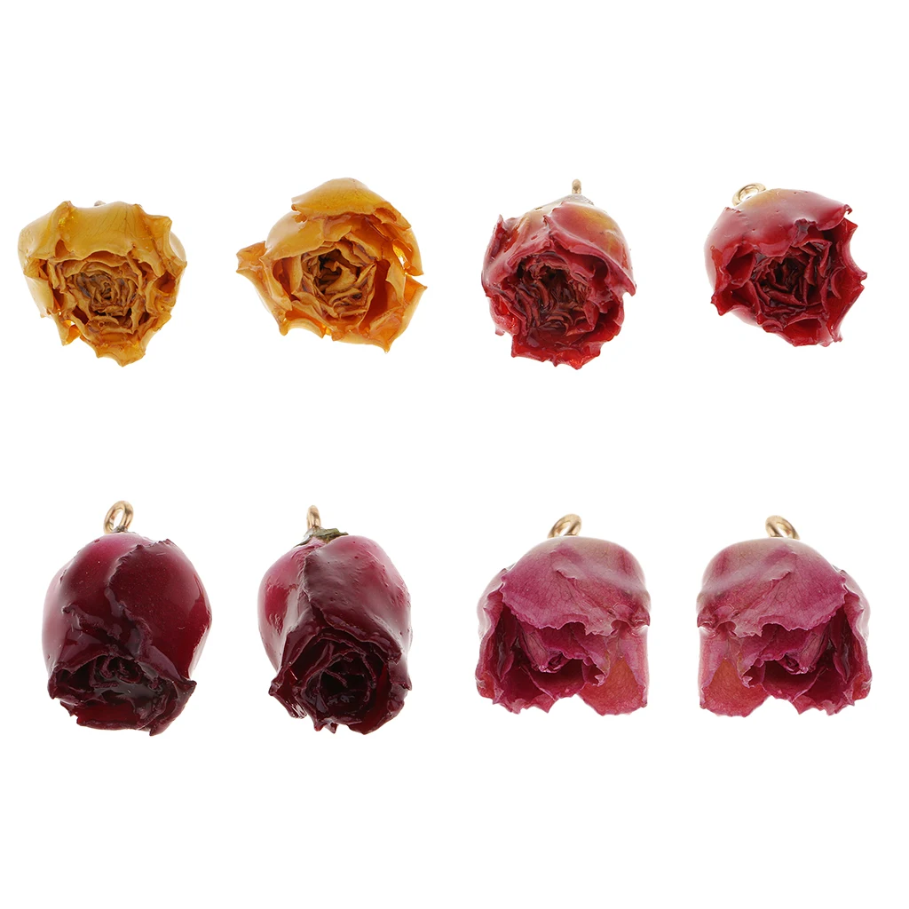 2x Resin Dried Flowers Rose Charms Pendant fit Dangle Earring Jewelry Making