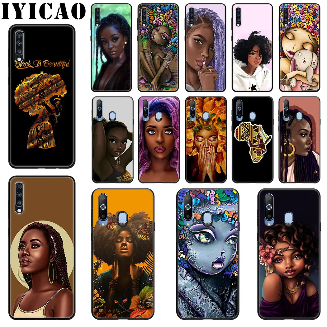 IYICAO African Girls Soft Silicone Case for Samsung J6 A9 A8 A7 A6 Plus 2018 A5 A3 2016 2017 Phone |