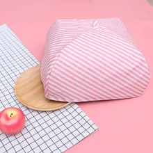 1 шт Складные продукты крышка Пылезащитная Крышка для фруктов овощей тарелок крышка барбекю Пикник кухонные принадлежности(Белые и розовые диагональные полосы