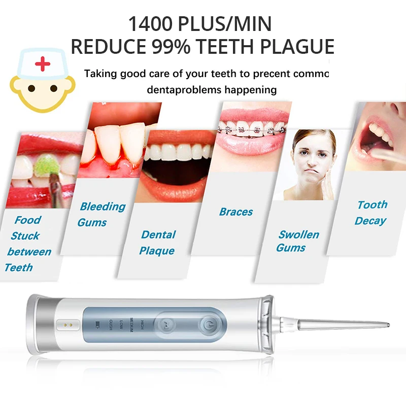 Компактный ороситель для полости рта сильнодействующий эффективный водный Flosser 120PSI IPX7 водонепроницаемый USB Перезаряжаемый Стоматологический Ирригатор уход за зубами