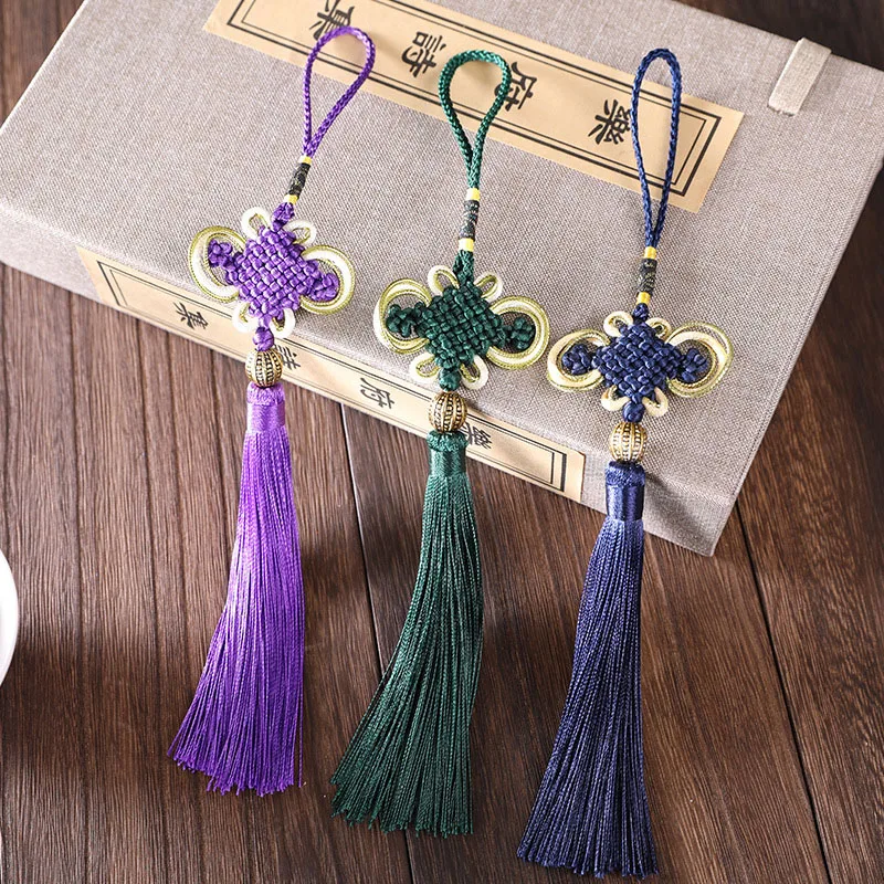 Chinese Knots Beads Tassel Fringe Pendant DIY Craft Material Party Tassel Trim Curtains Decor Accessories Tassels Ribbon 2Pcs