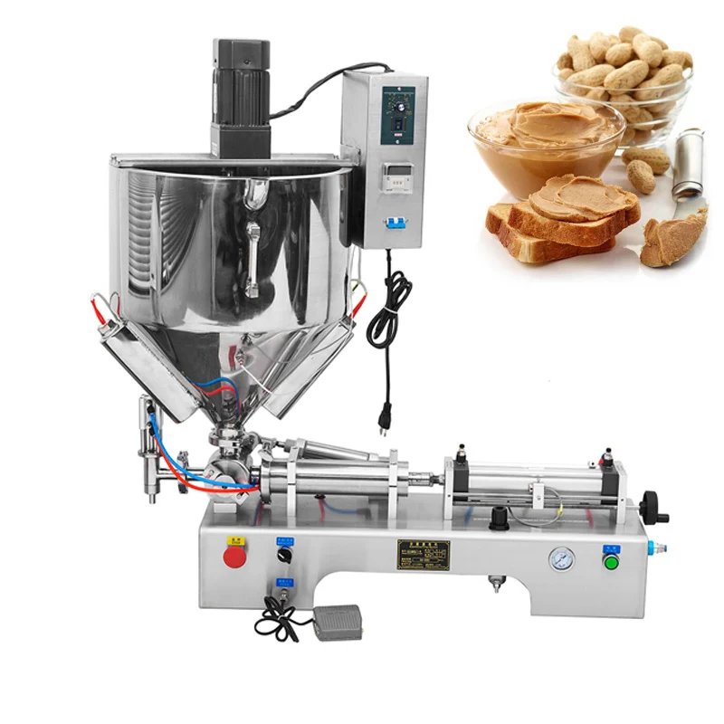 

Electric Small Pedal Honey Jam Filling Machine Quantitative Single-head Paste Heating And Stirring Type Filling Machine