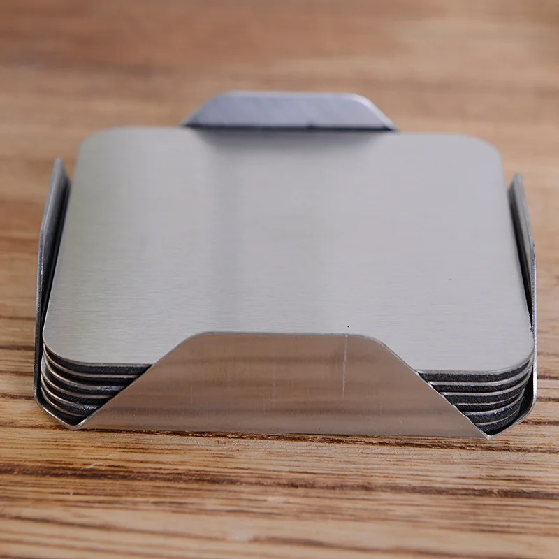 

Square Coasters Stainless Steel Coasters Metal Pad Slip Mat Creative Fashion New Style Insulation Pad Coasters hu dian