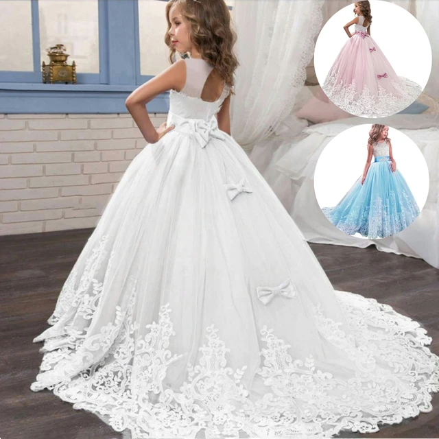 2022 Summer Girls Dress Long Bridesmaid Kids Dresses For Girls Children Princess Dress Party Wedding Dress 3 10 14 Years Vestido 1