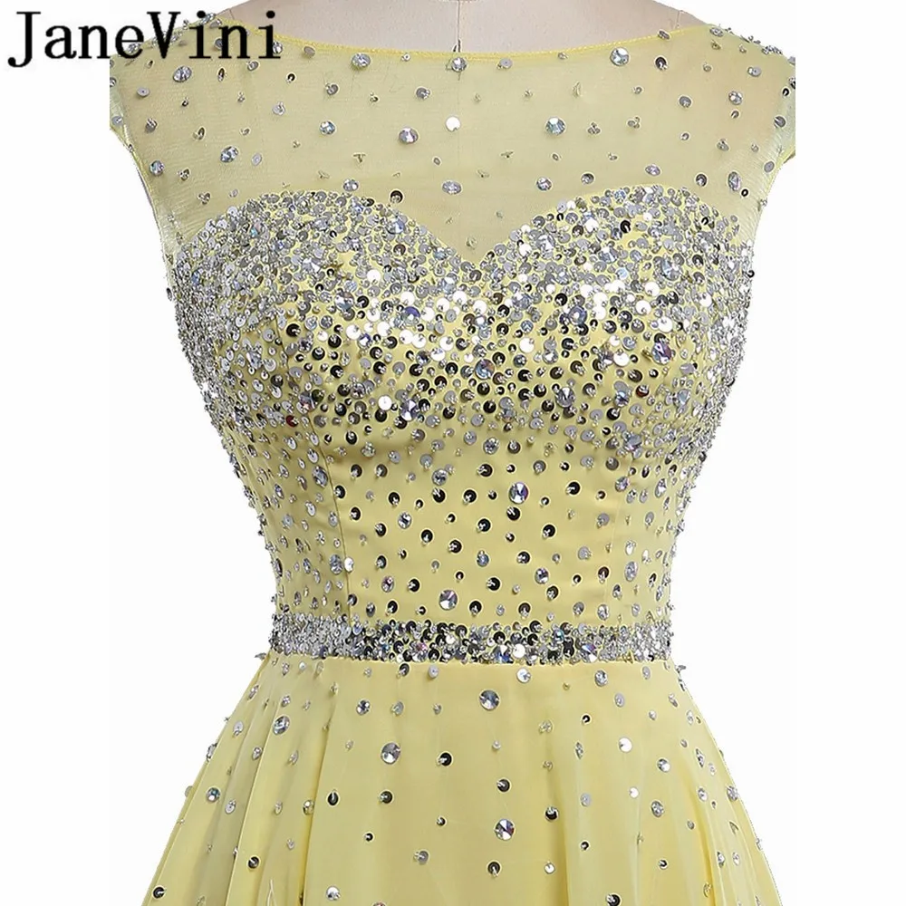 JaneVini/серебряное вечернее короткое платье с блестками, желтое, 8 класс, платья для выпускного вечера, а-силуэт, платья для выпускного вечера, украшенные бисером vestido curto