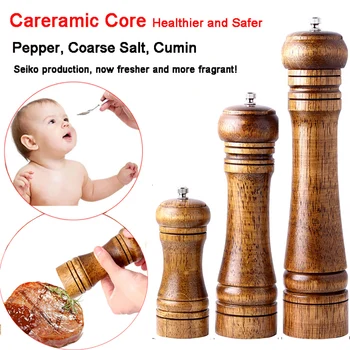 

XITUO Ceramic Salt and Pepper Mill manual Solid Wood Pepper Mill with Strong Adjustable Ceramic Grinder 5" 8" 10" inch Kitchen
