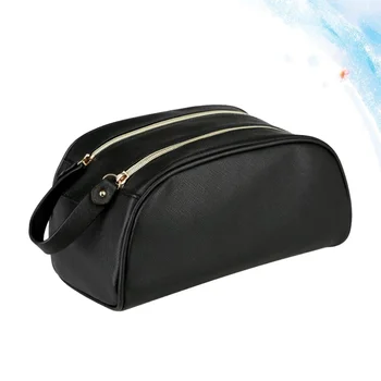 

1Pc Waterproof PU Cosmetic Bag Makeups Pouch 2 Layer Bag Cosmetic Holder Make Up Organizer (White)