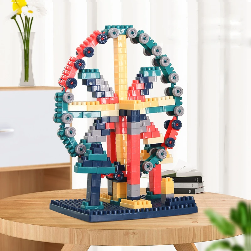 

520PCS Ferris Wheel Building Blocks Amusement Park DIY Creative Bricks Bulk Model Figures Educational Toys For Children Gifts