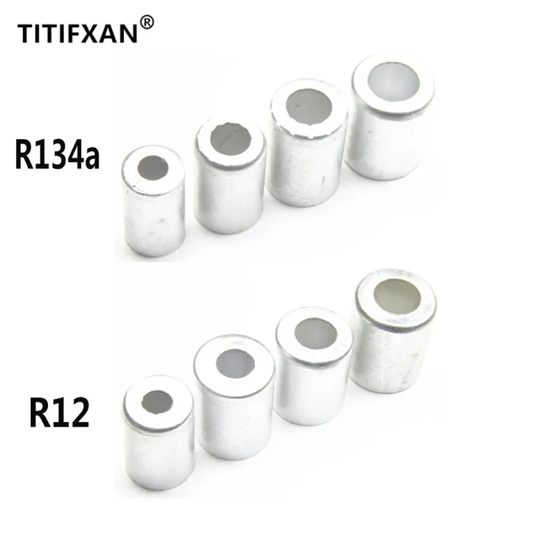 R134a Car A//C Refrigerant Tube Connector Aluminum Cover Rubber Hose Fitting Set