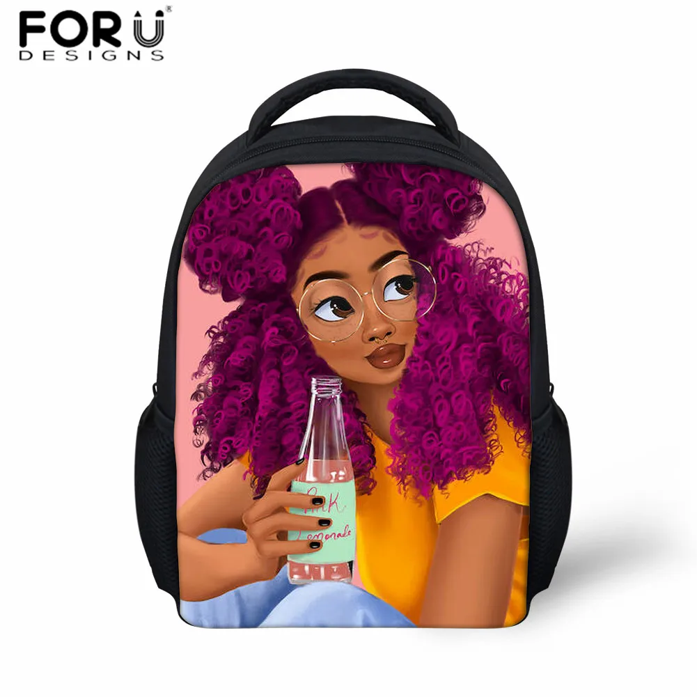 FORUDESIGNS/мини-рюкзаки для детей, для маленьких девочек, Африканский рюкзак с принтом для девочек, Kawaii, афро, маленький детский рюкзак 12 дюймов, школьный рюкзак - Цвет: Z5174F